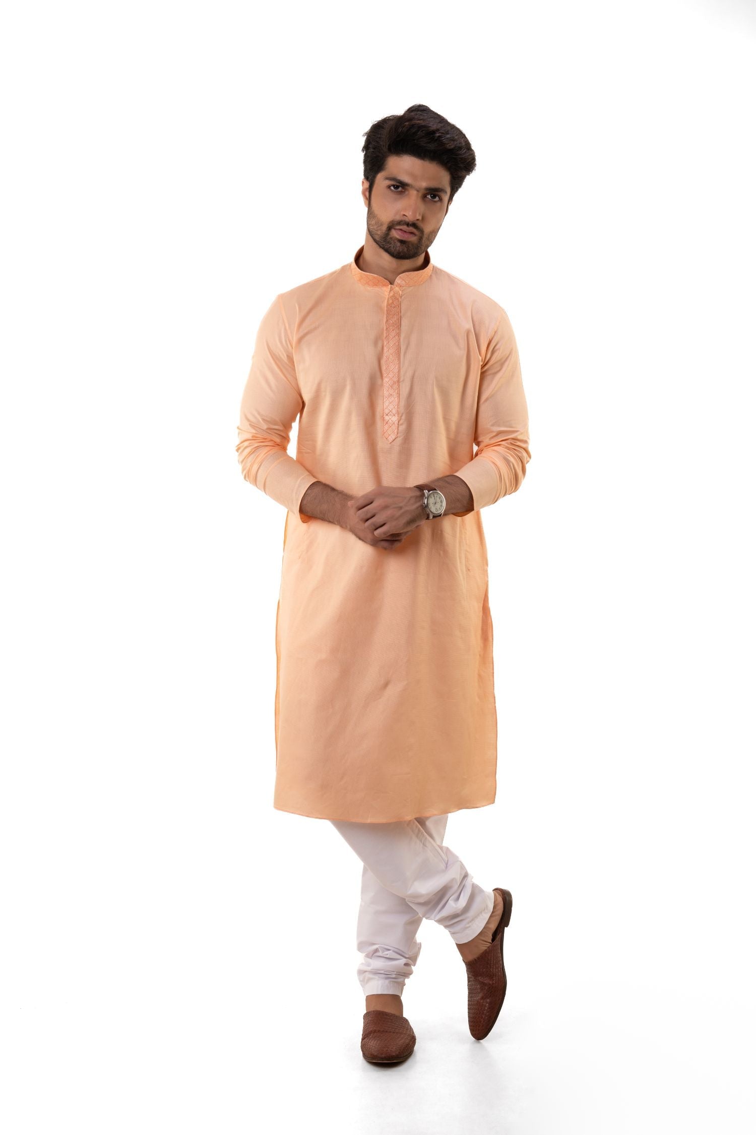 Solid Cotton Kurta Peach