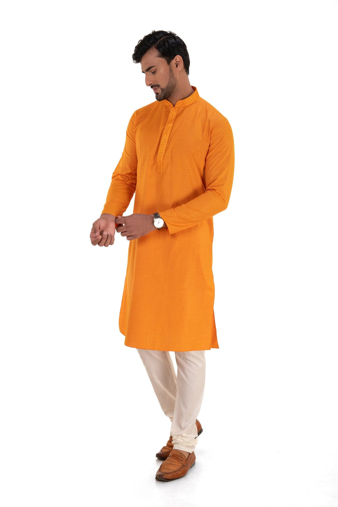 Men's Basic Solid Colour Kurta Rust