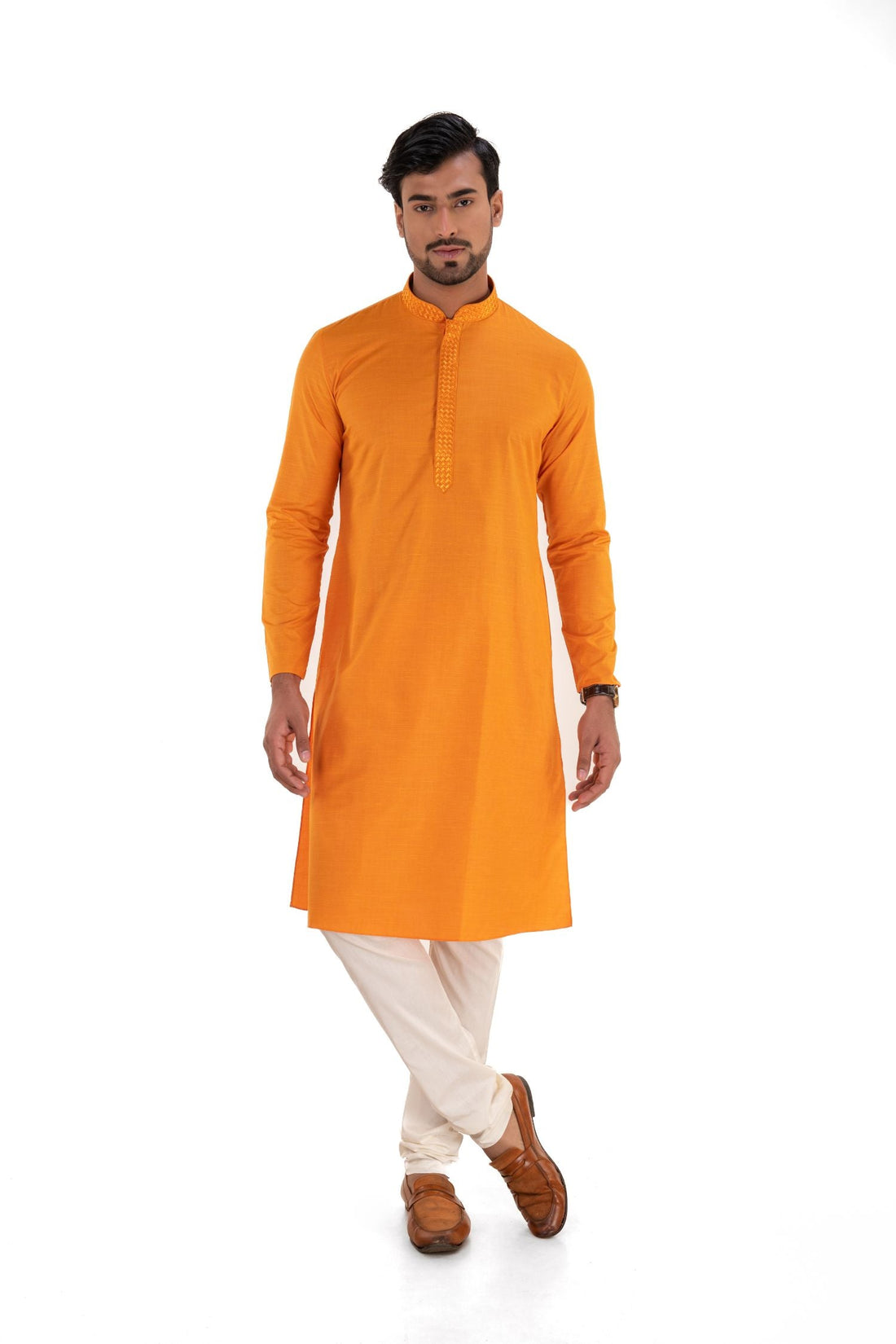 Men's Basic Solid Colour Kurta Rust