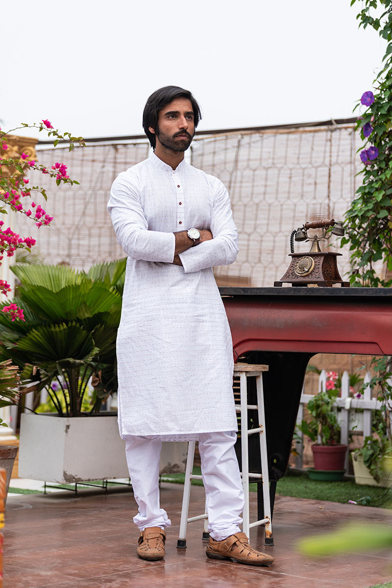 Woven Design Cotton Kurta