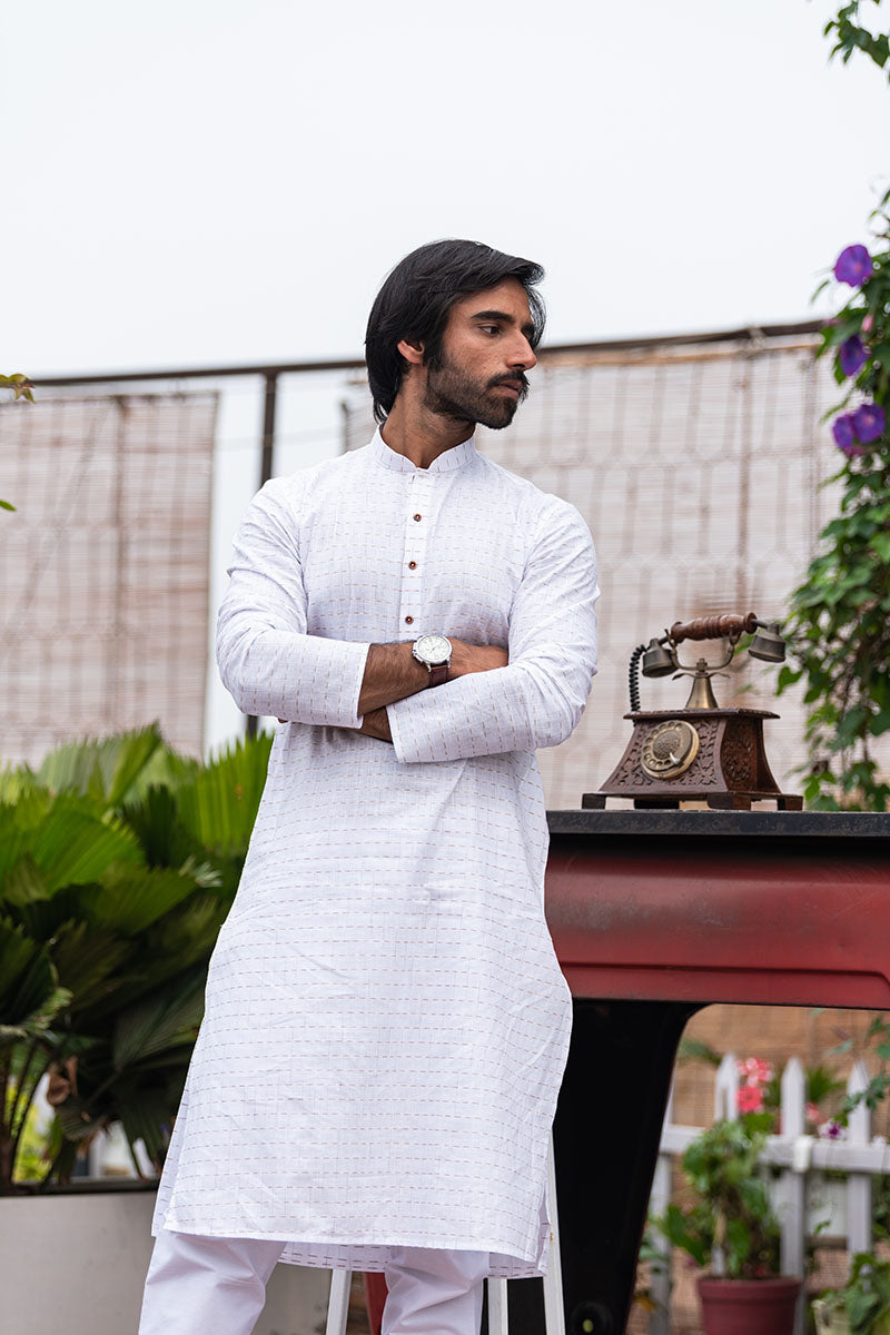 Woven Design Cotton Kurta