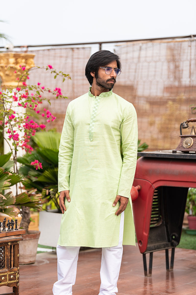 Plain Kurtas with Horizontal Self Stripes