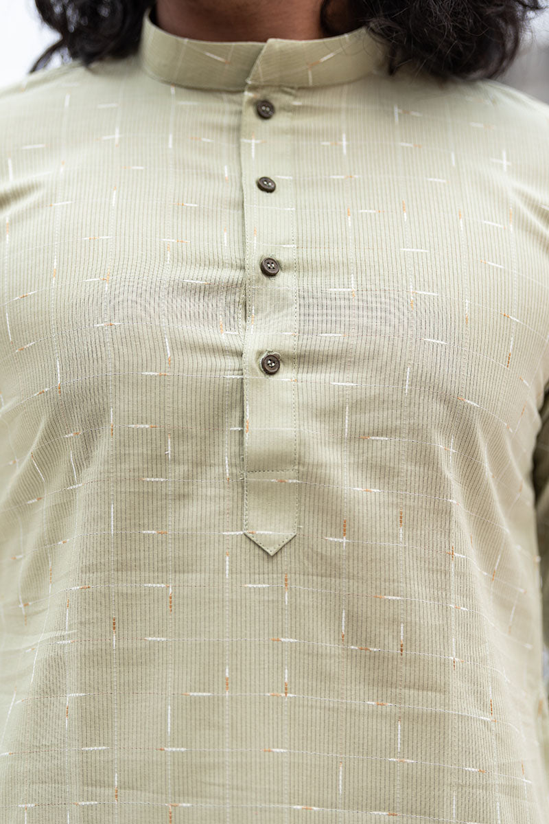 Straight Fit Checkered Print Cotton Kurta