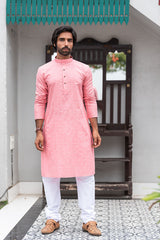 Straight Fit Checkered Print Cotton Kurta