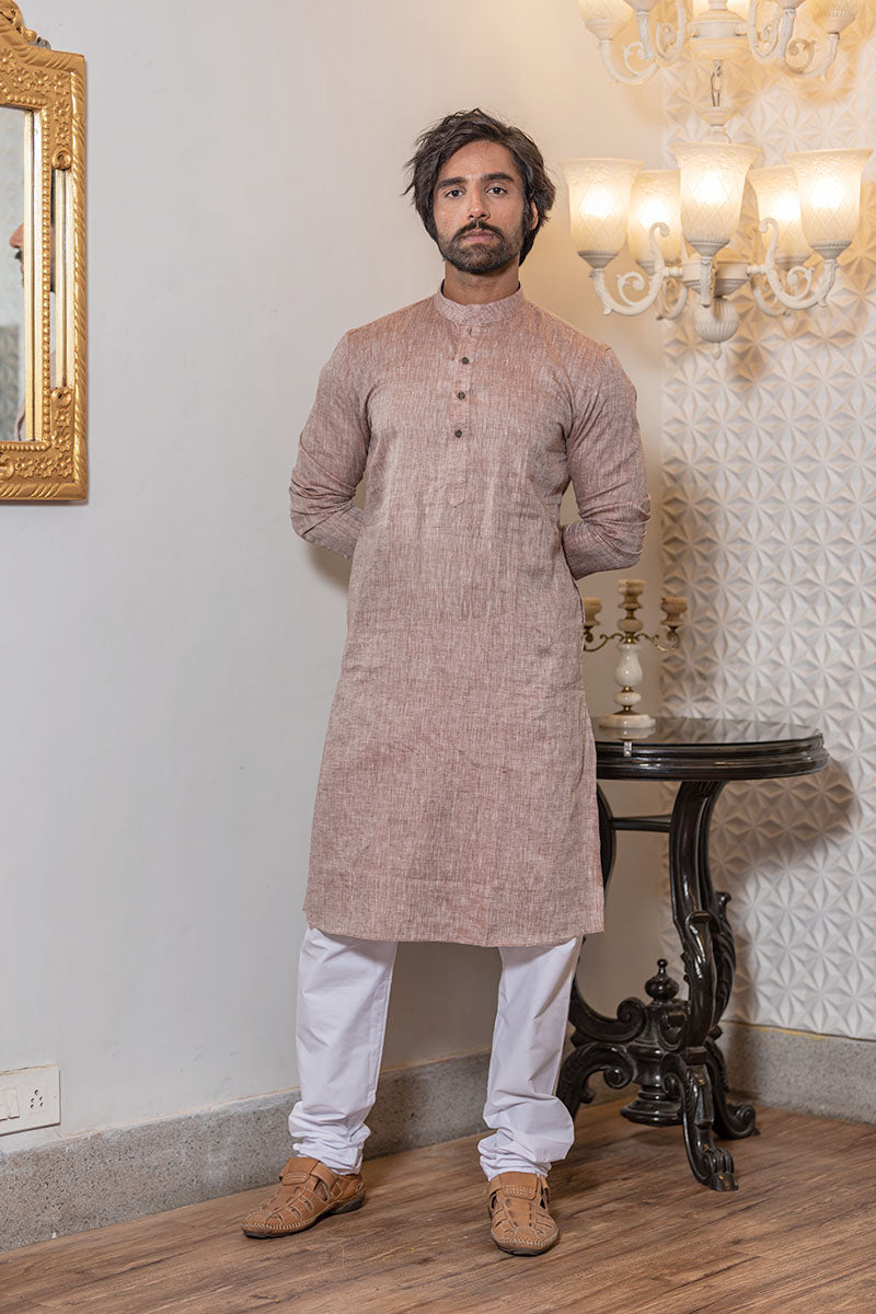 Premium Linen Kurtas for Men Light Brown