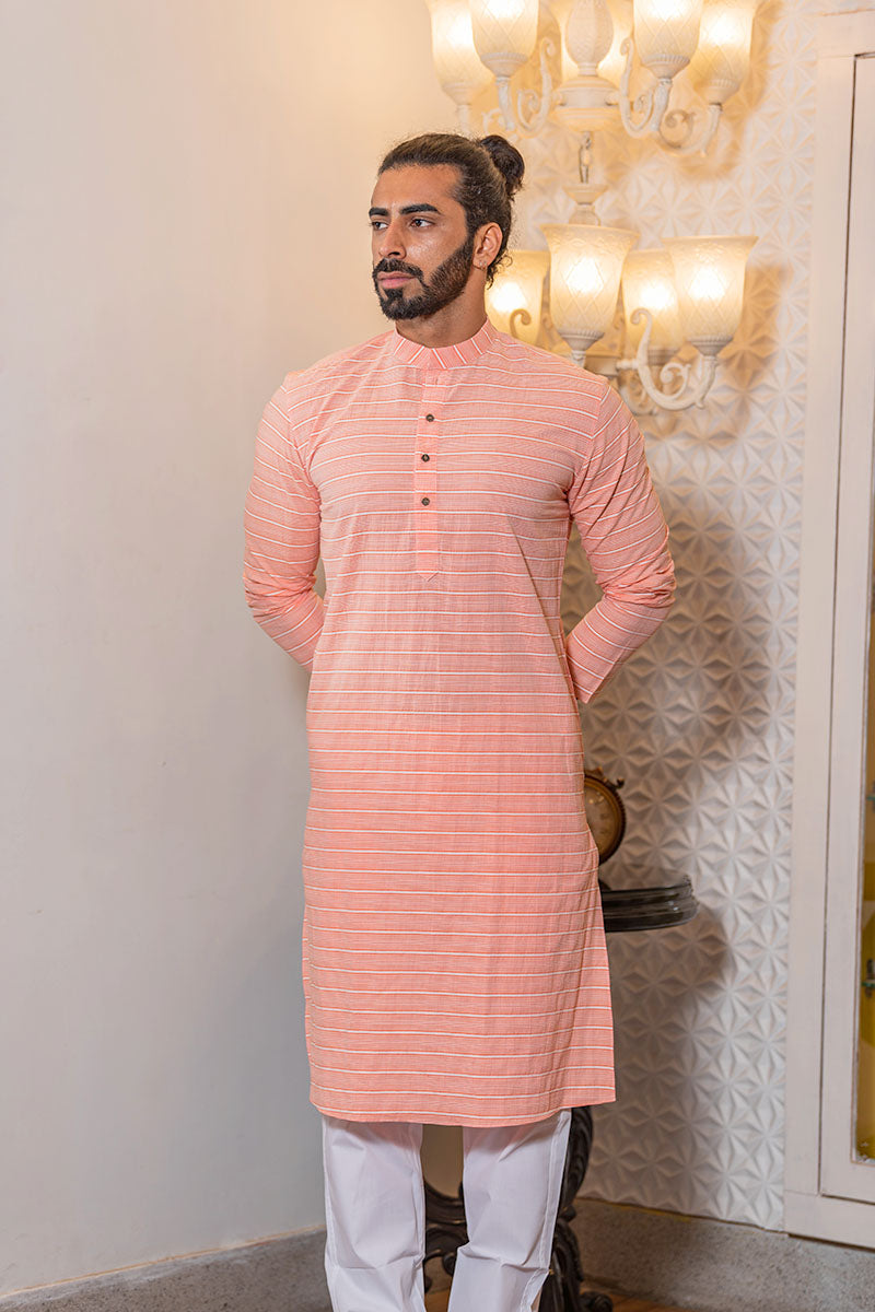 Lounge Cotton Kurta Light Orange