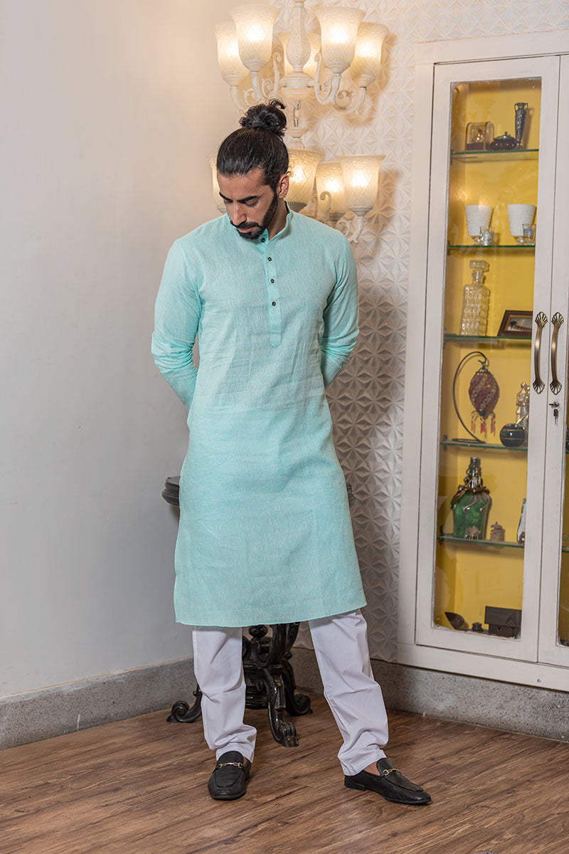 Premium Linen Kurtas for Men Aqua