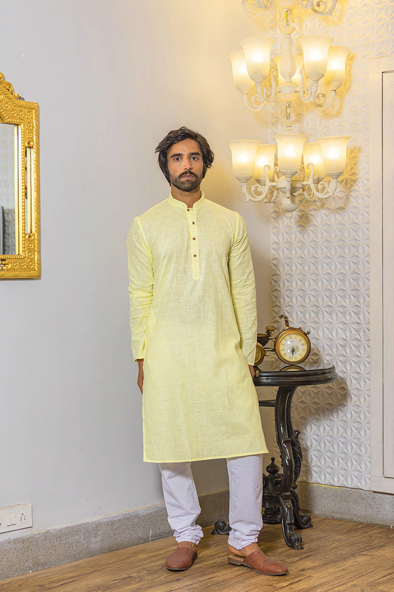 Self Textured Cotton Kurta