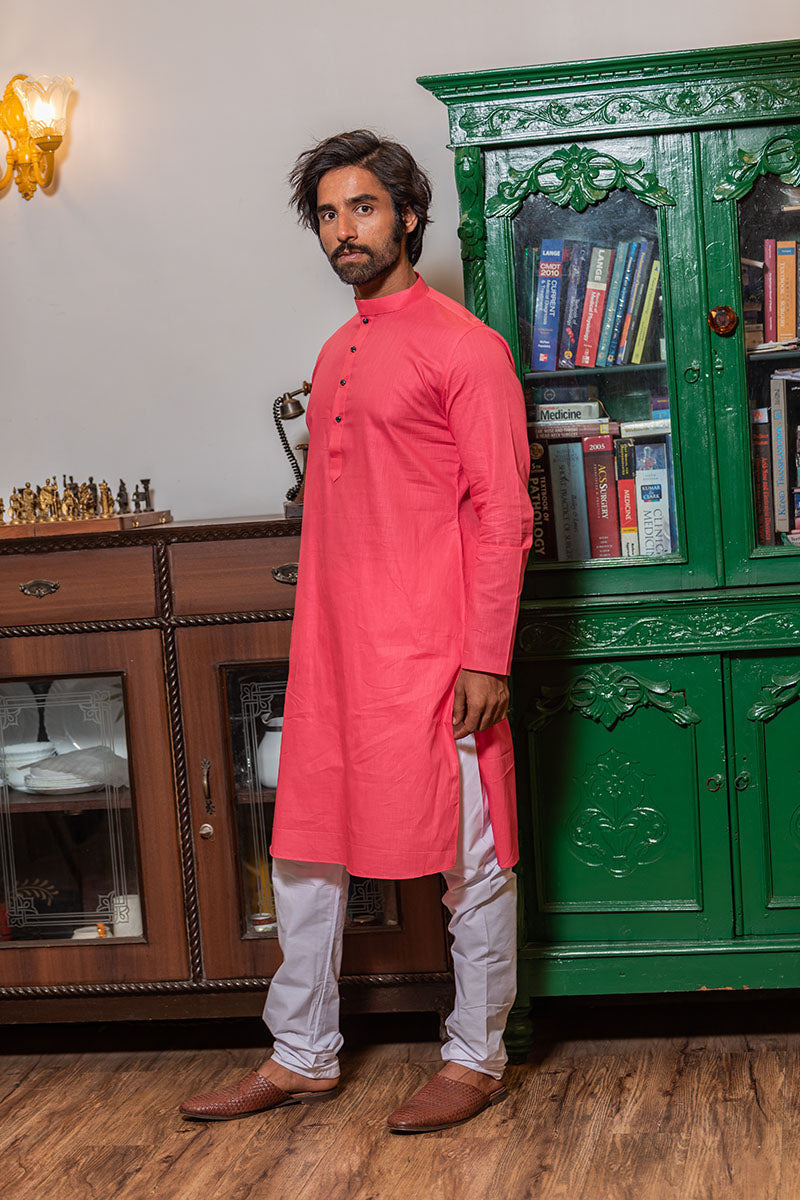 Self Printed Kurta with Neck Embroidery