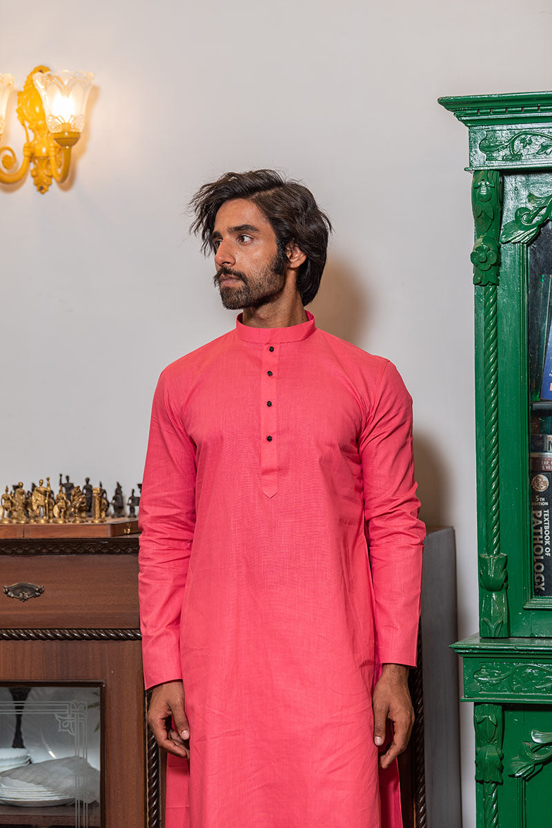 Self Printed Kurta with Neck Embroidery