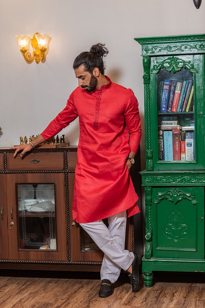 Solid Mandarin Collar Kurta