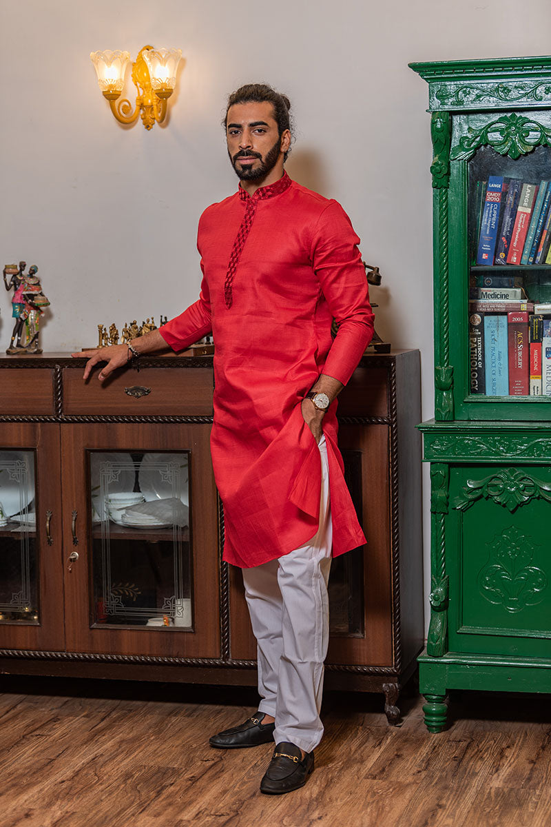 Solid Mandarin Collar Kurta