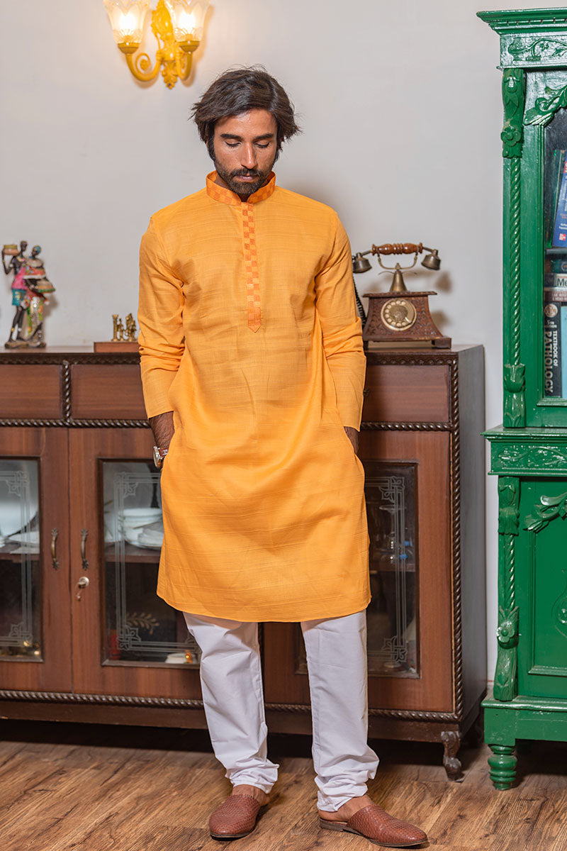 Plain Kurtas with Horizontal Self Stripes