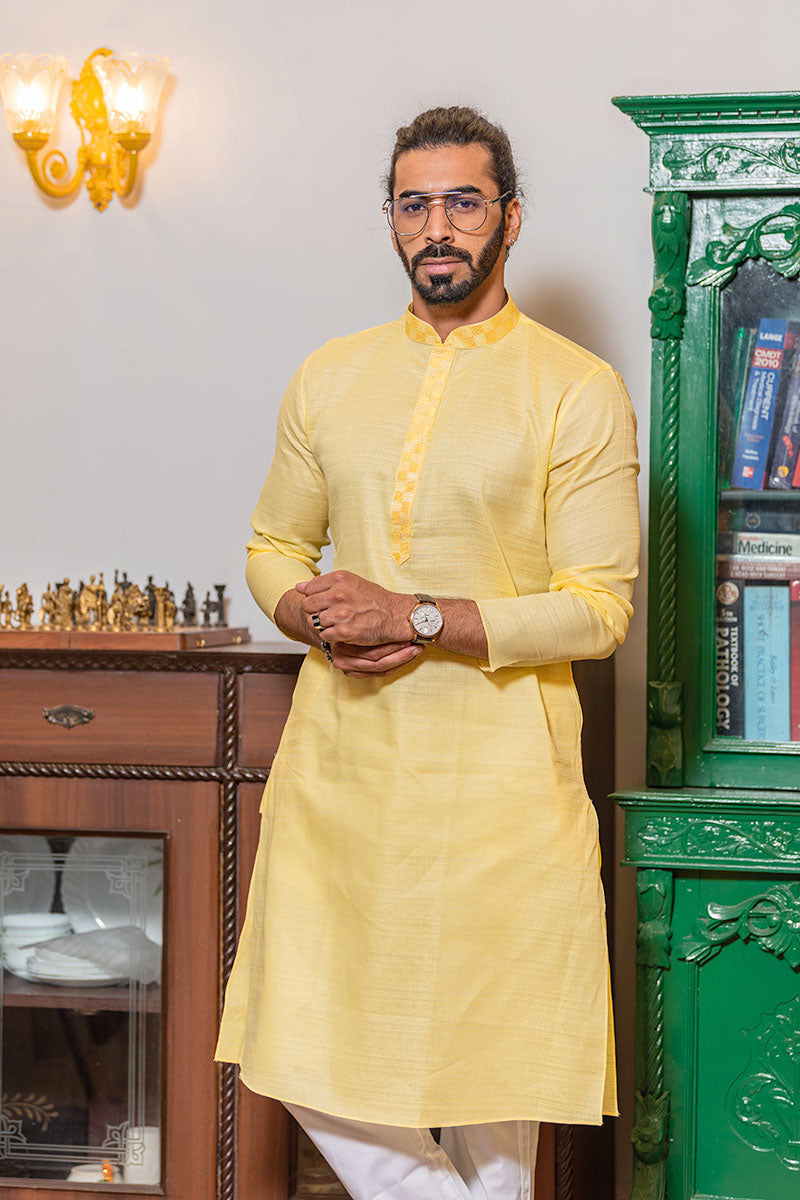 Plain Kurtas with Horizontal Self Stripes