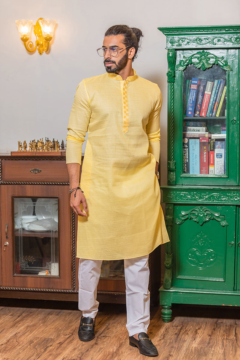 Plain Kurtas with Horizontal Self Stripes