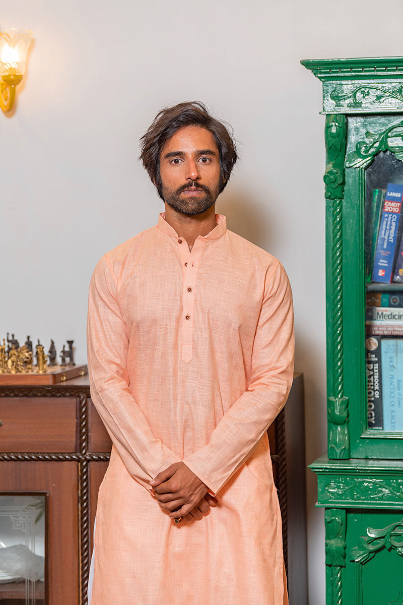 Self Textured Cotton Kurta