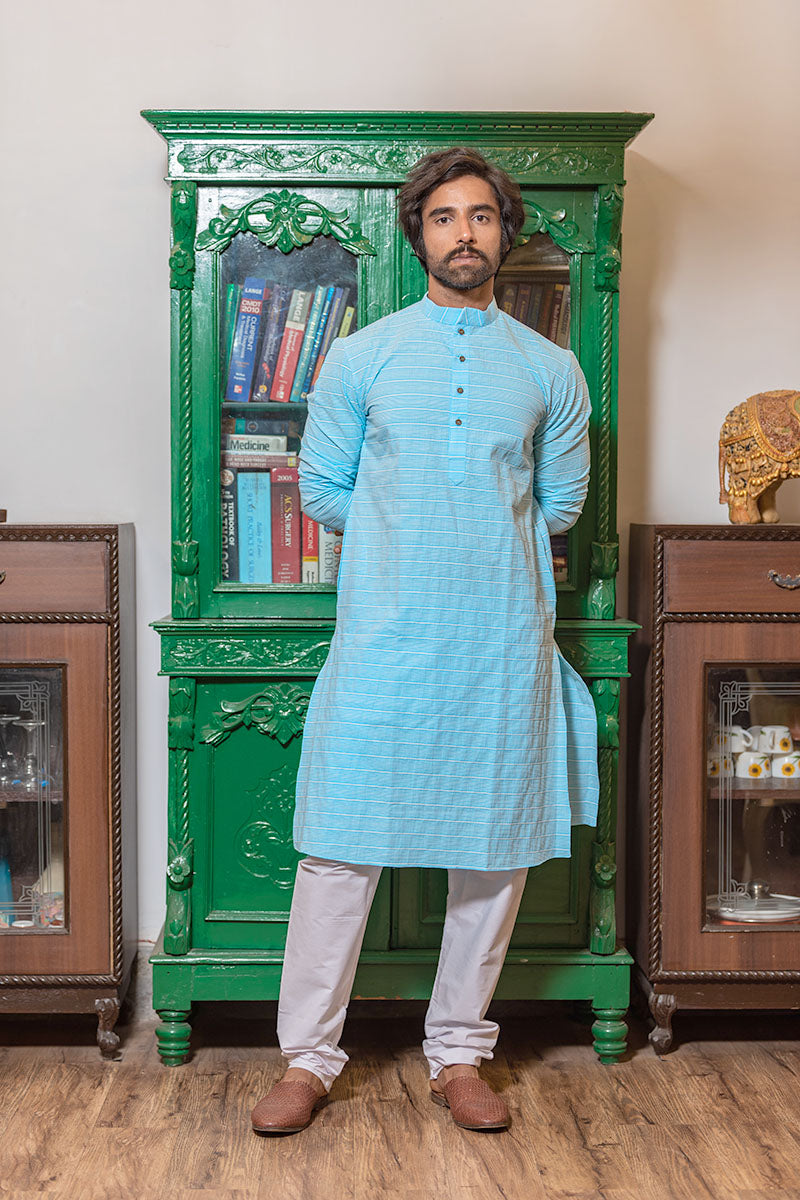 Lounge Cotton Kurta Sky Blue