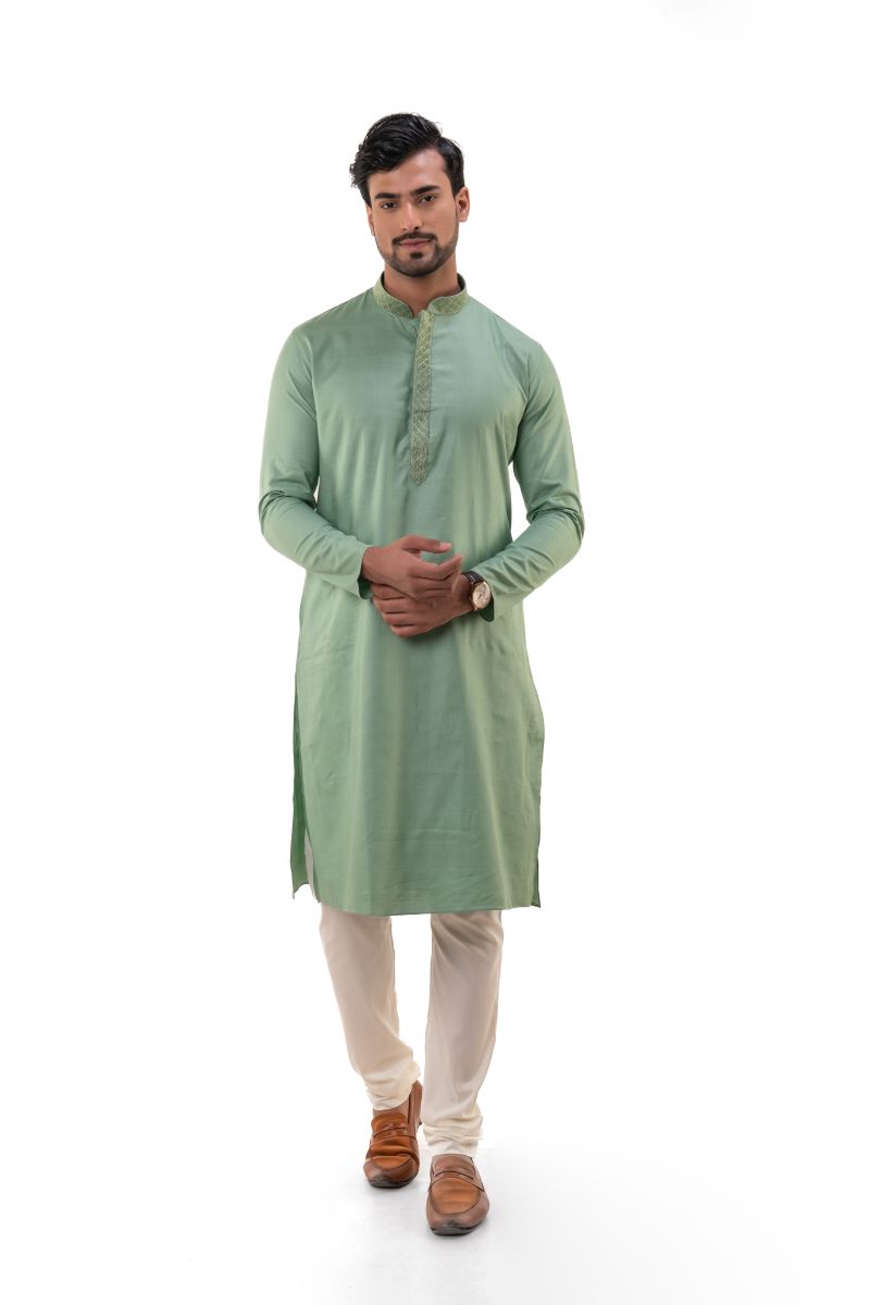 Solid Cotton Kurta Green