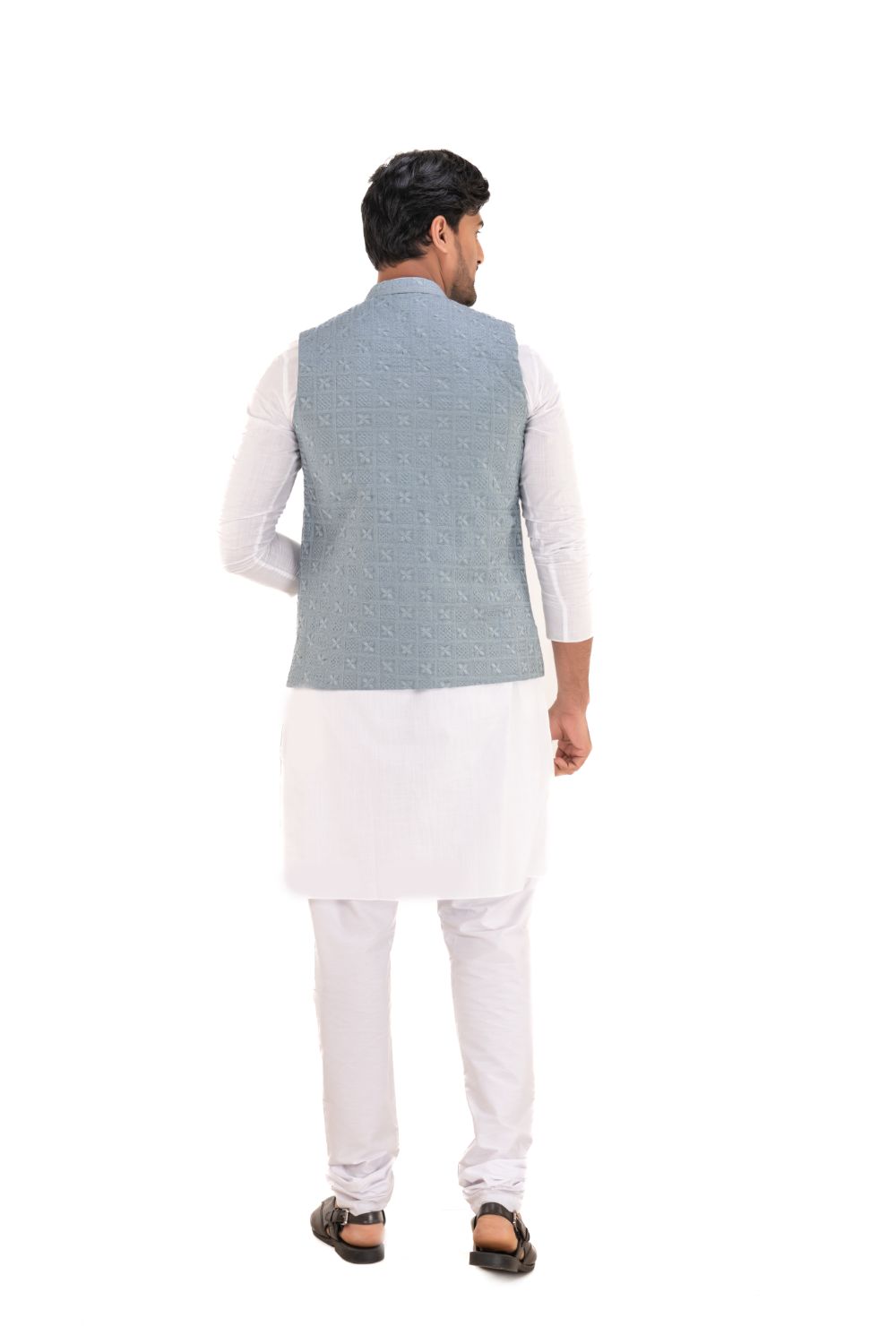 Lucknavi Work Silk Nehru Jacket