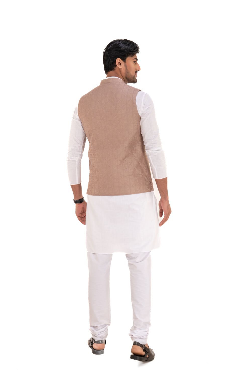 Lucknavi Work Silk Nehru Jacket