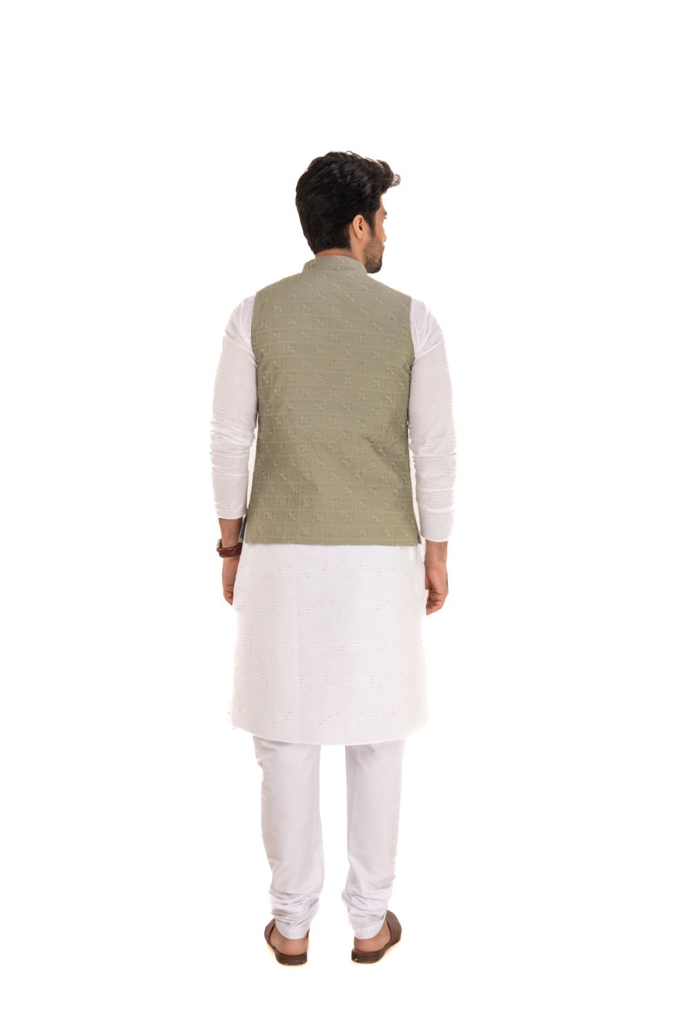 Lucknavi Work Silk Nehru Jacket