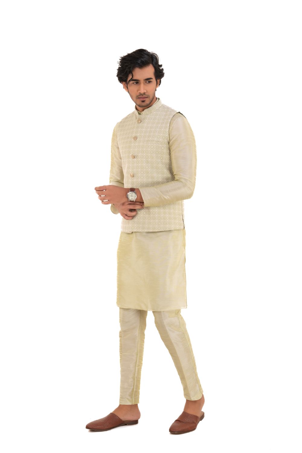 Timeless Lucknavi Chikan Work Nehru Jacket