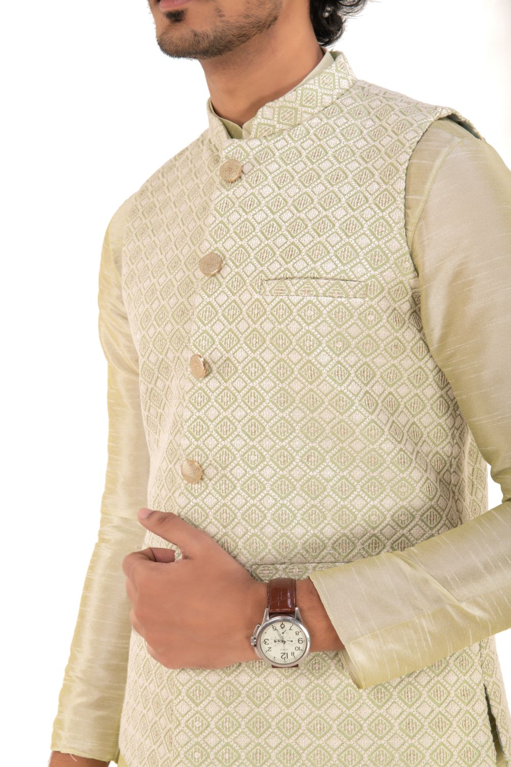 Timeless Lucknavi Chikan Work Nehru Jacket