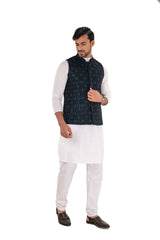 Sequins Embroidered Velvet Nehru Jacket