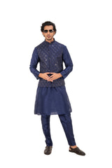 Sequins Embroidered Satin Nehru Jacket