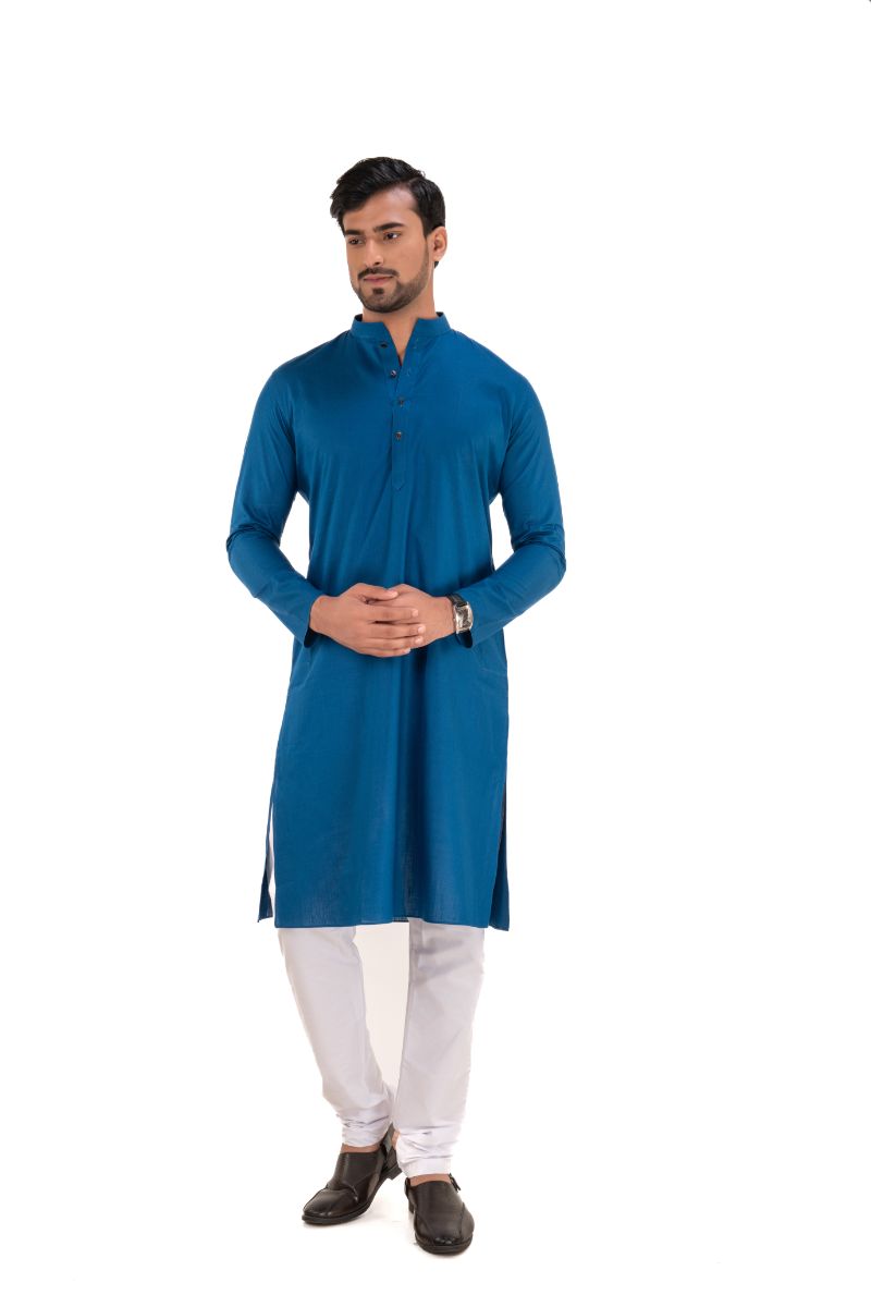 Men's Premium Cotton Kurta Peacock Green