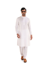 Stylish Plain White Linen Kurta