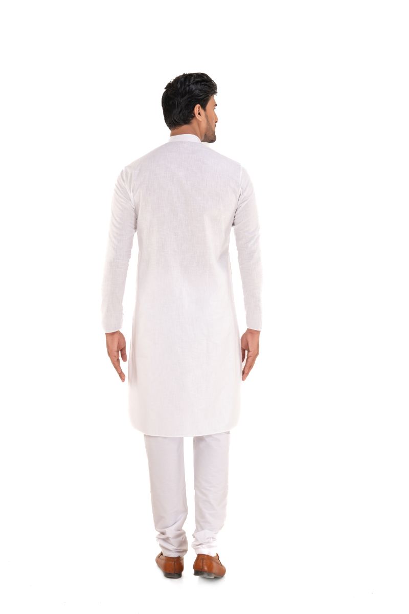 Stylish Plain White Linen Kurta