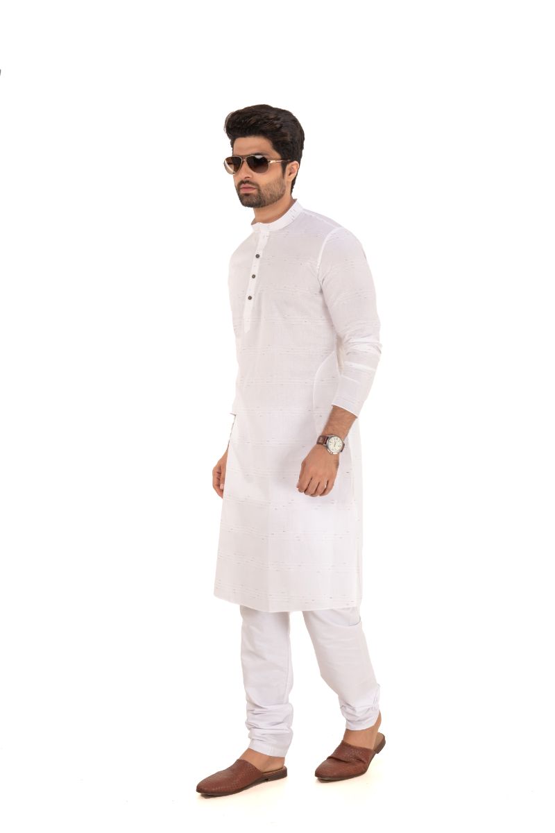 White Solid Pure Cotton Kurta