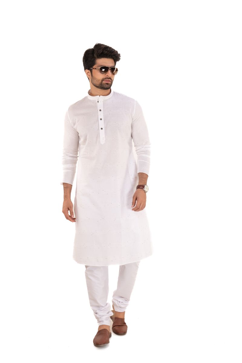 White Solid Pure Cotton Kurta White