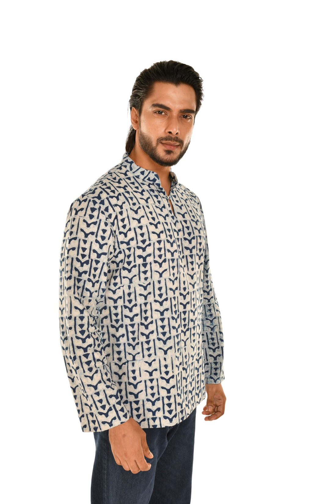 Sanganeri Block Print Blue Short Kurta Blue