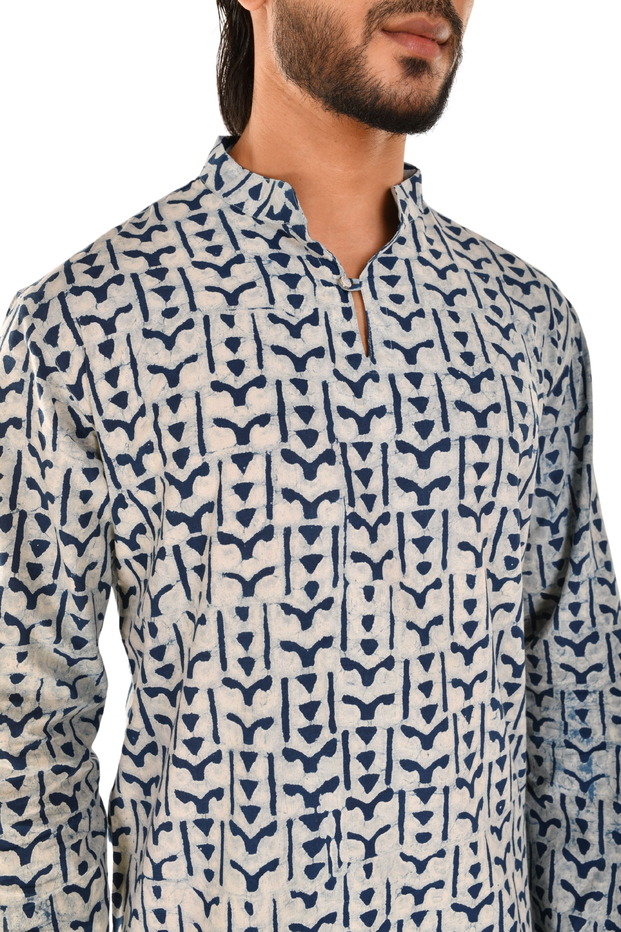 Sanganeri Block Print Blue Short Kurta