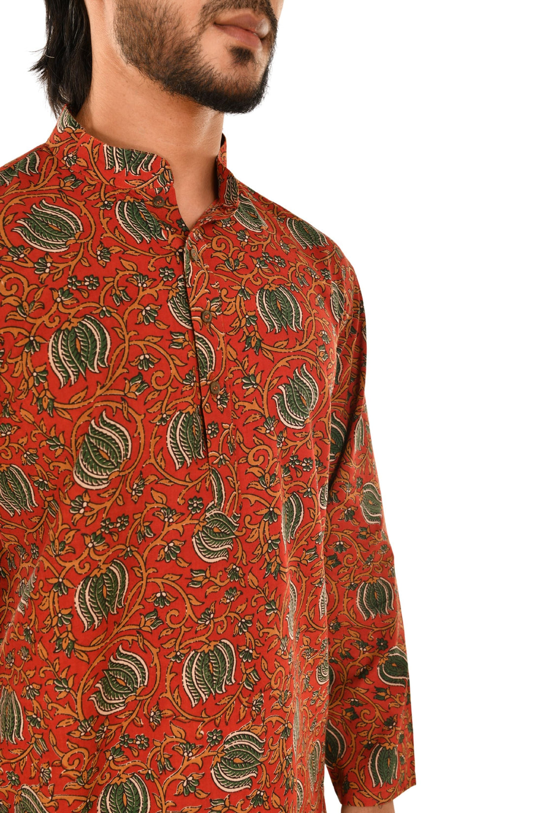 Red Bagru Print Short Kurta Red