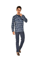 Indigo Gemometric Print Jaipuri Short Kurta
