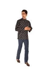 Navy Blue Block Print Short Kurta