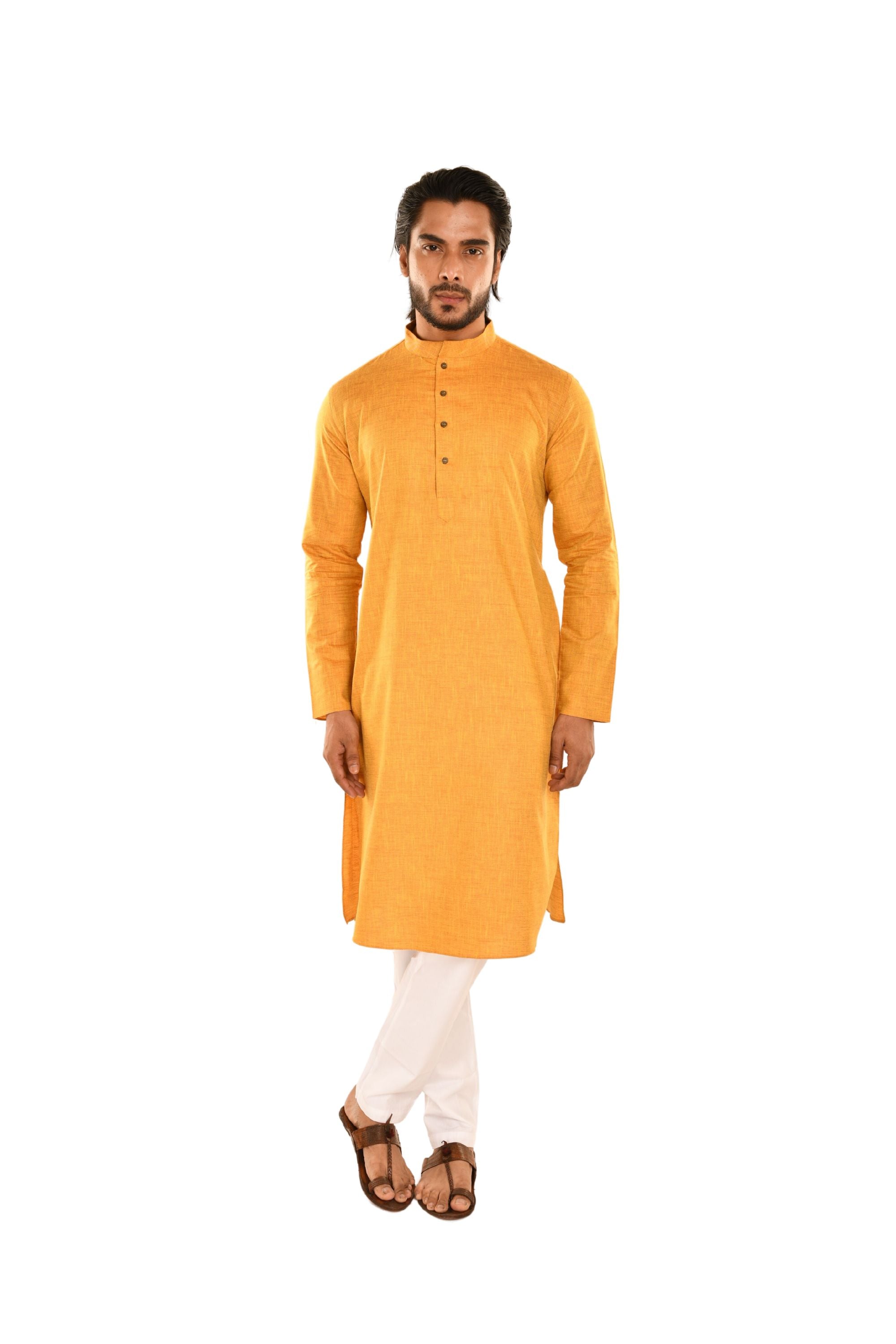 Minimalist Pure Cotton Kurta Mustard