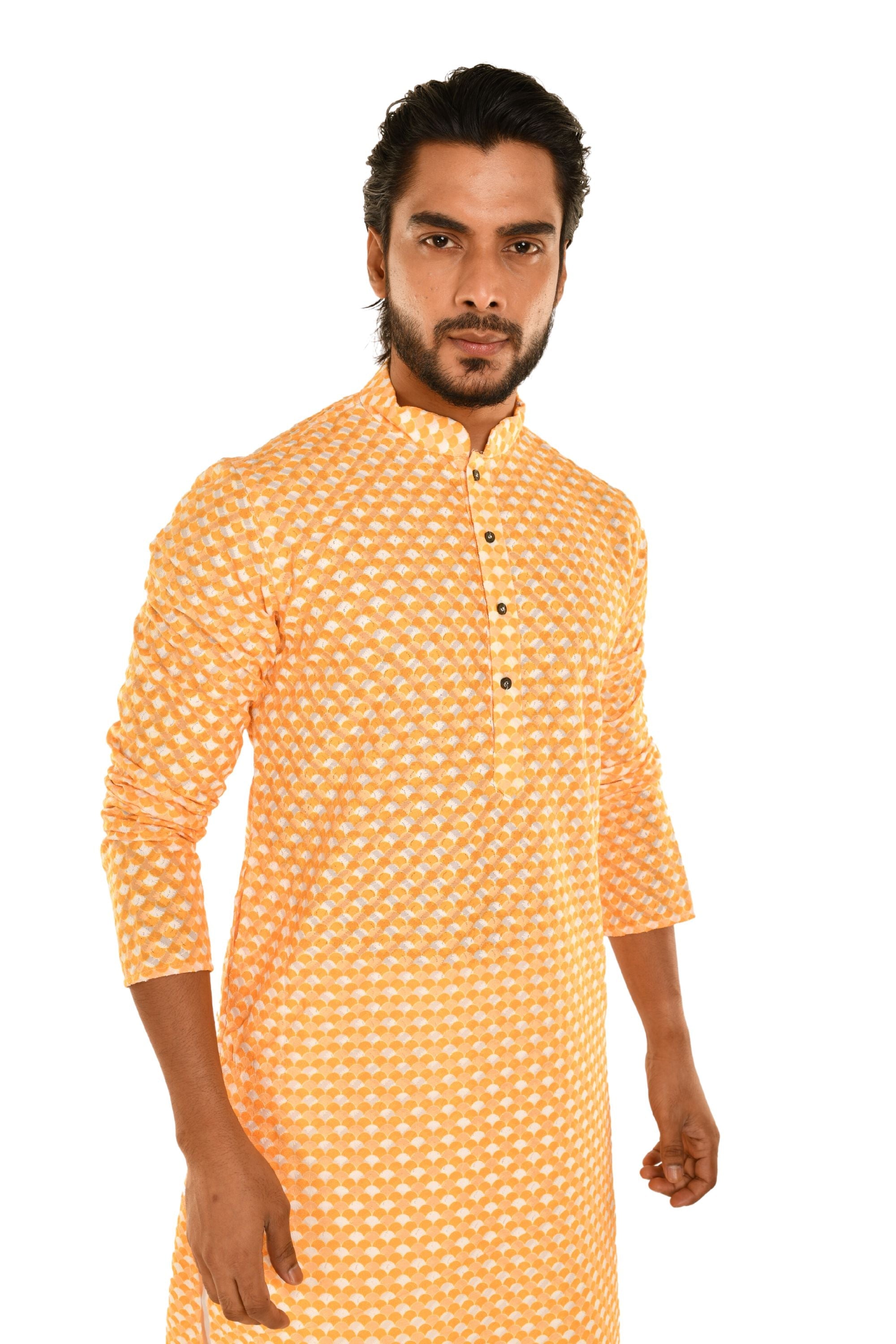 Men Coral Chikankari Kurta
