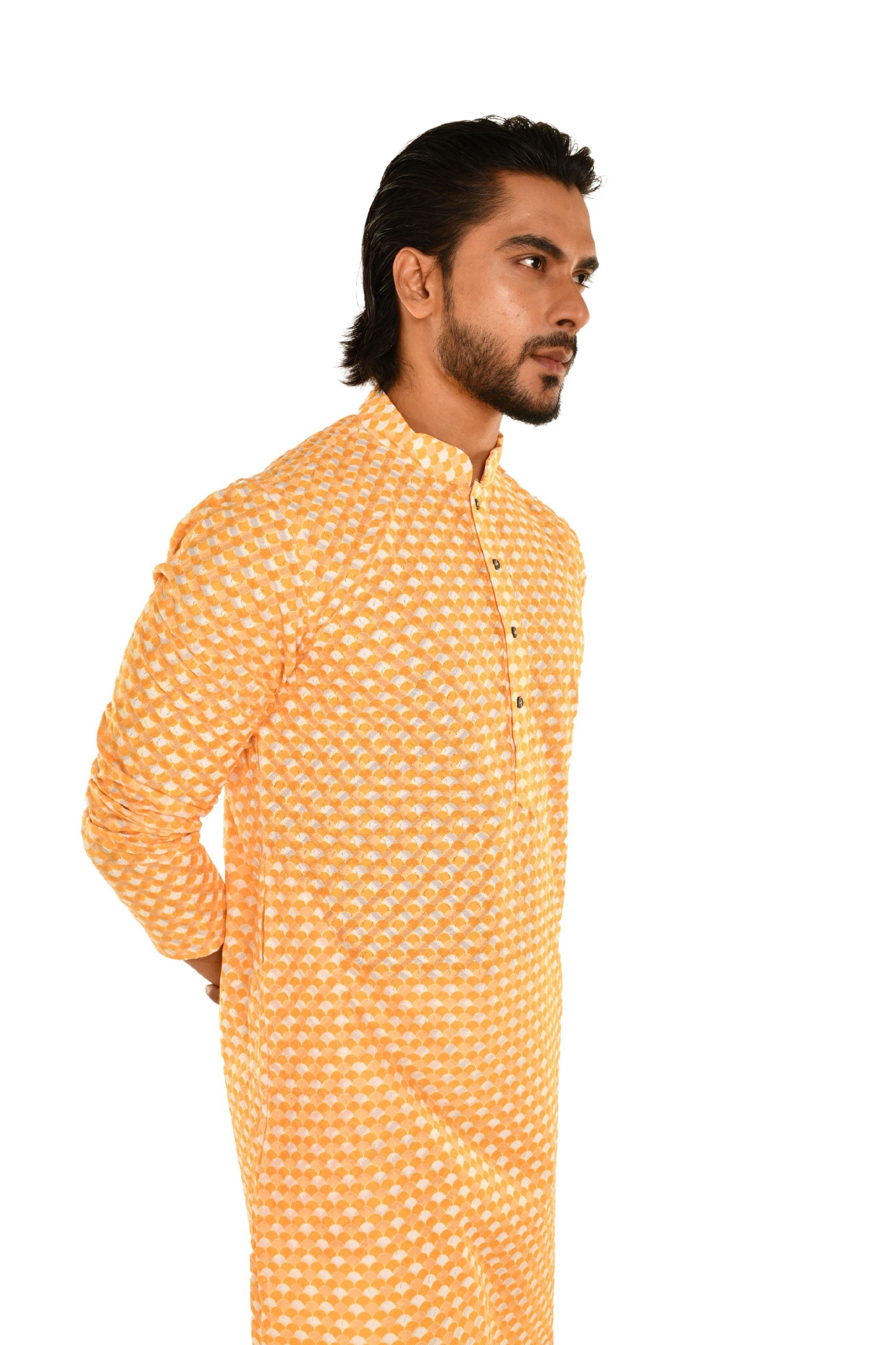 Men Coral Chikankari Kurta