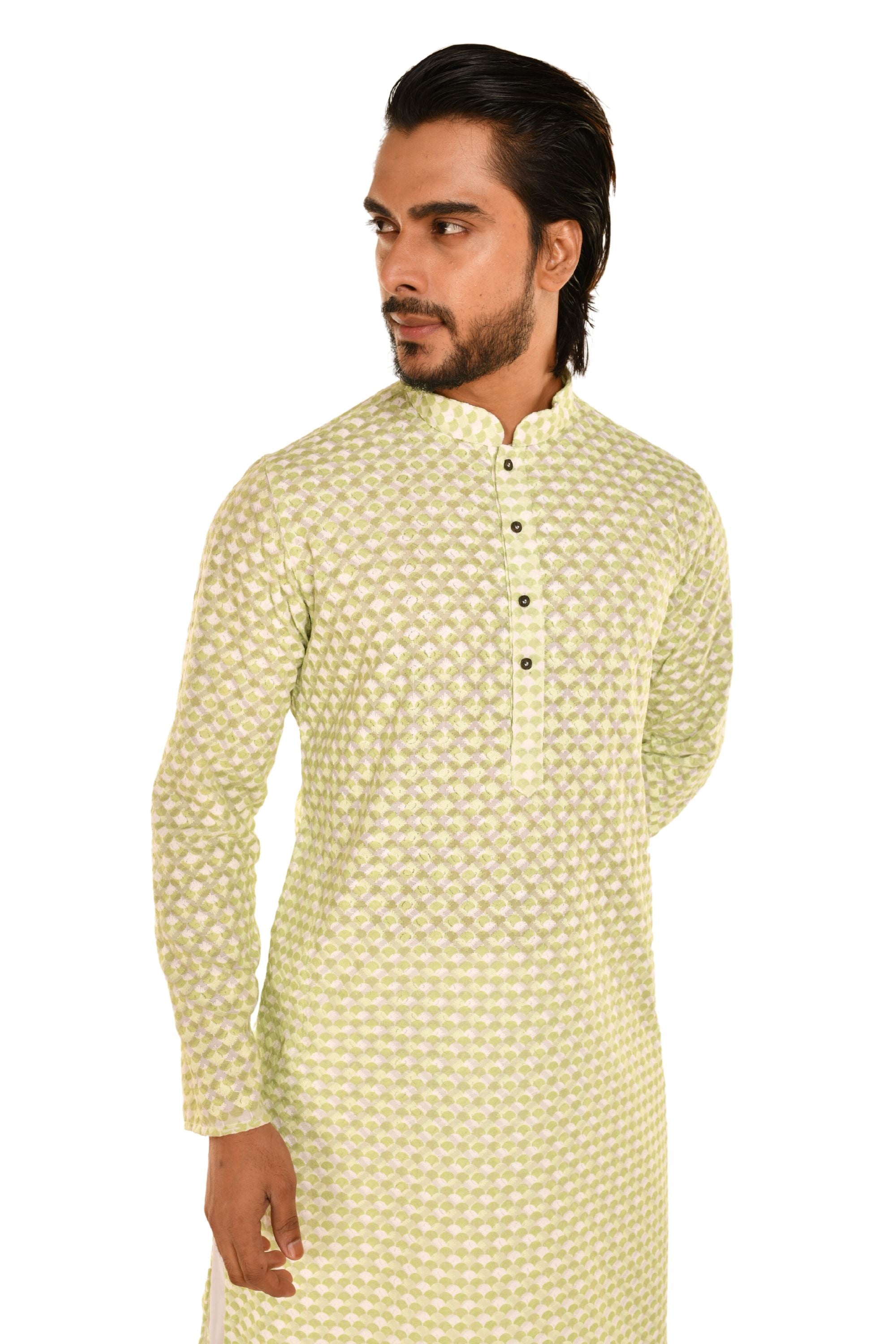 Men Coral Chikankari Kurta