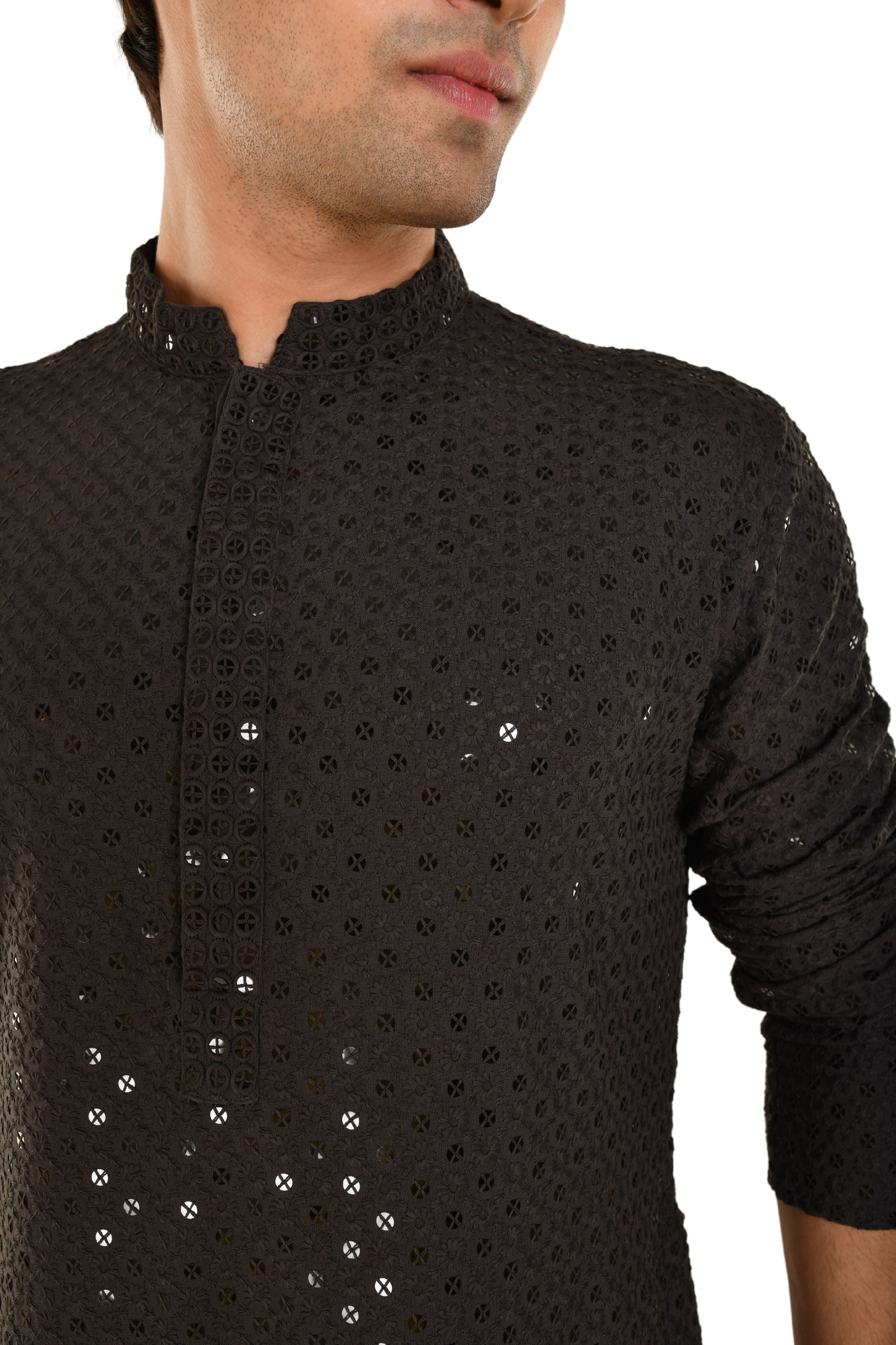 Men Embroidered and Seqence Chikankari Kurta