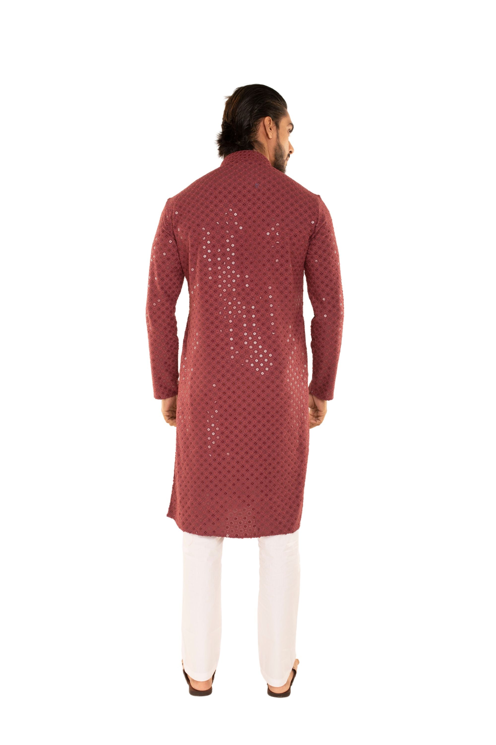 Men Embroidered and Seqence Chikankari Kurta