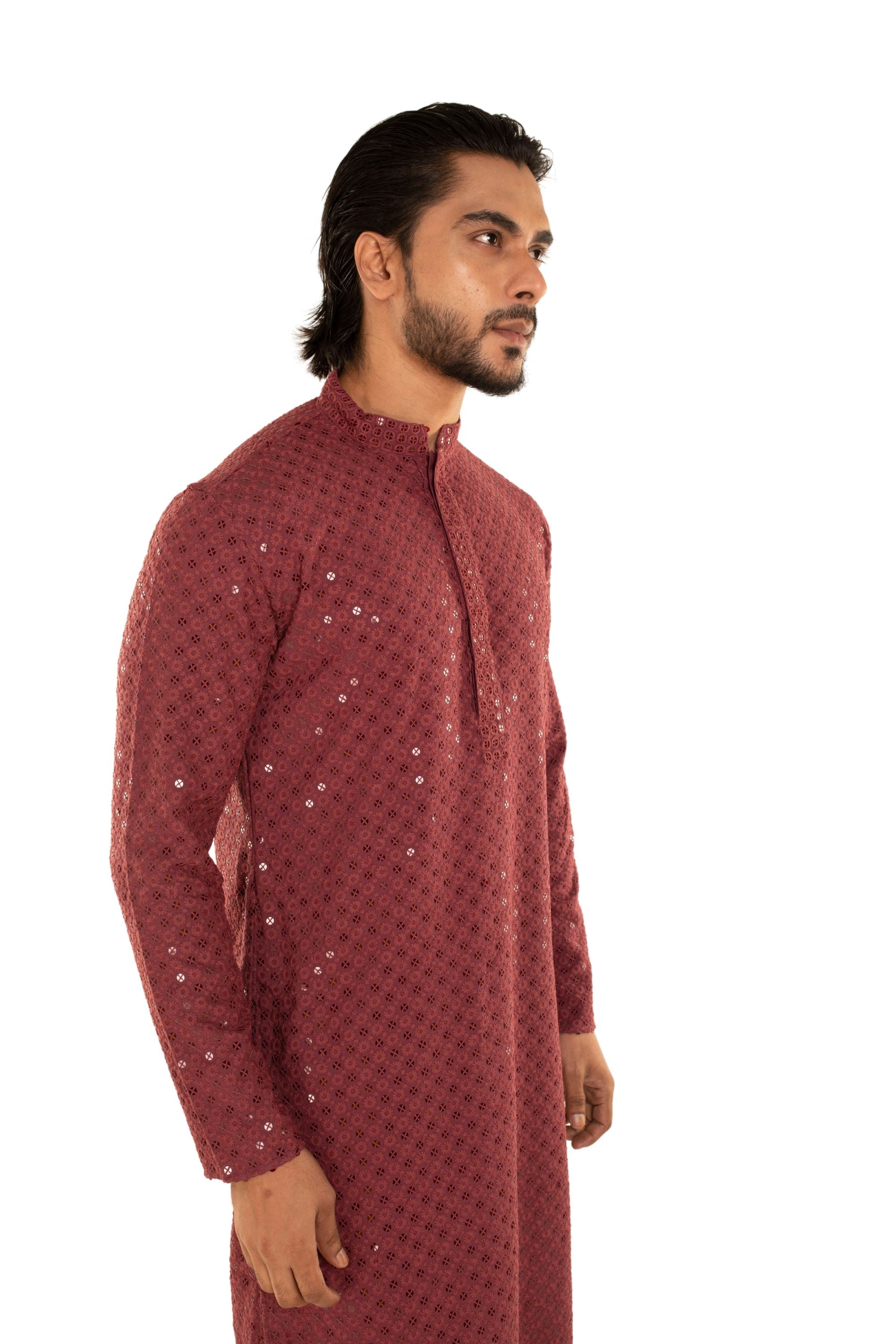 Men Embroidered and Seqence Chikankari Kurta