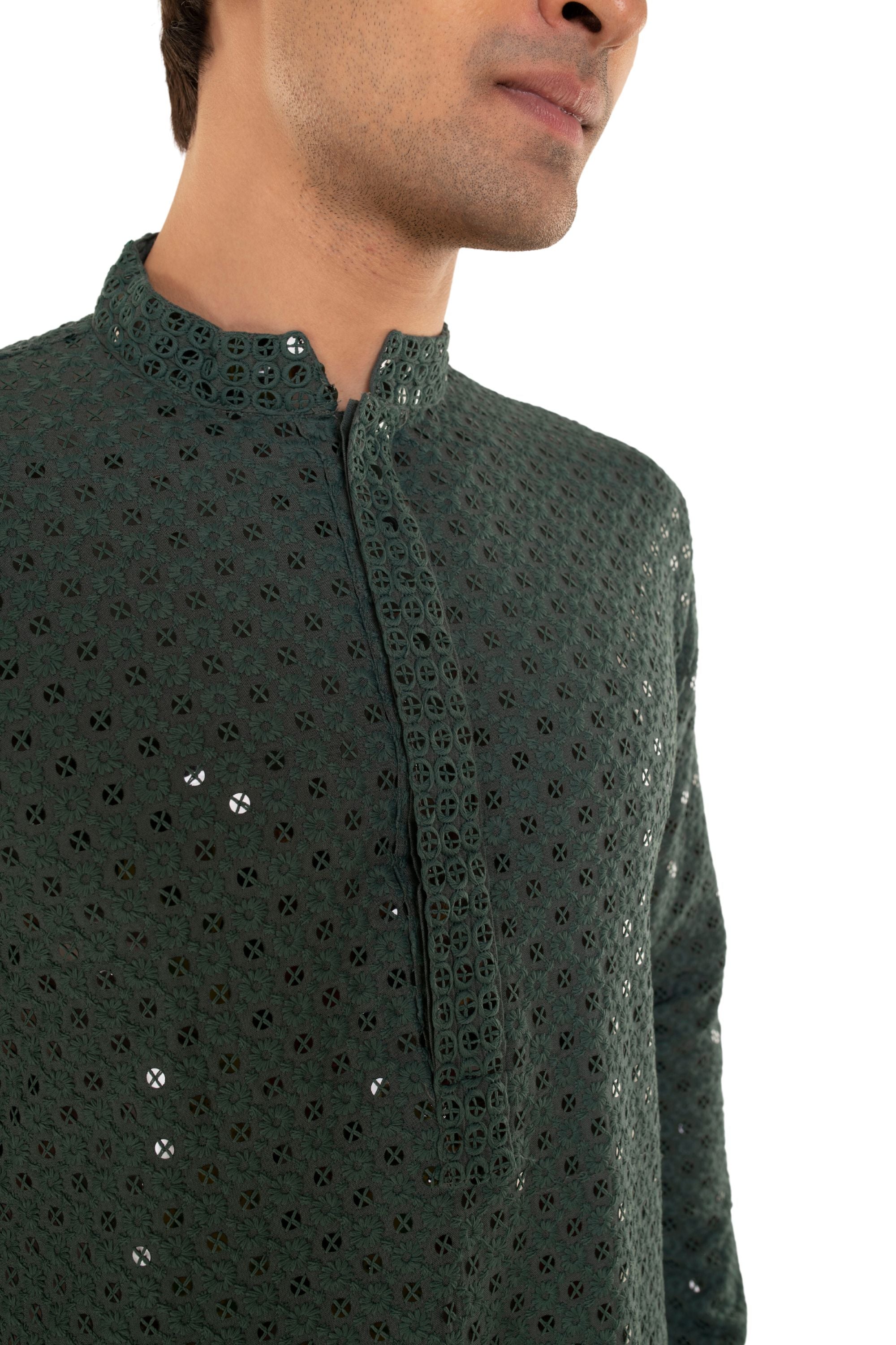 Men Embroidered and Seqence Chikankari Kurta