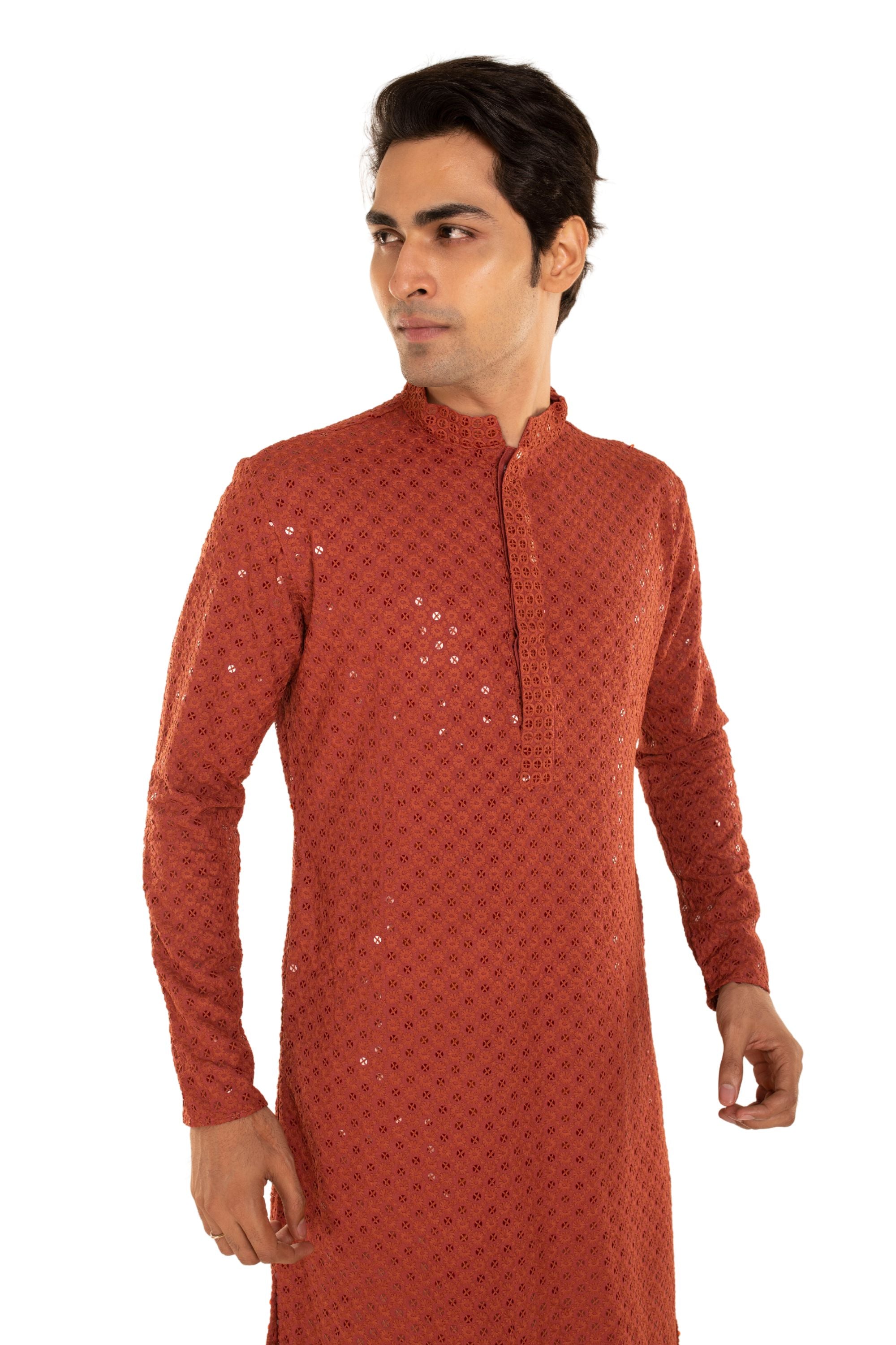 Men Embroidered and Seqence Chikankari Kurta