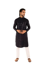 Men Jacquard Pattern Chikankari Kurta