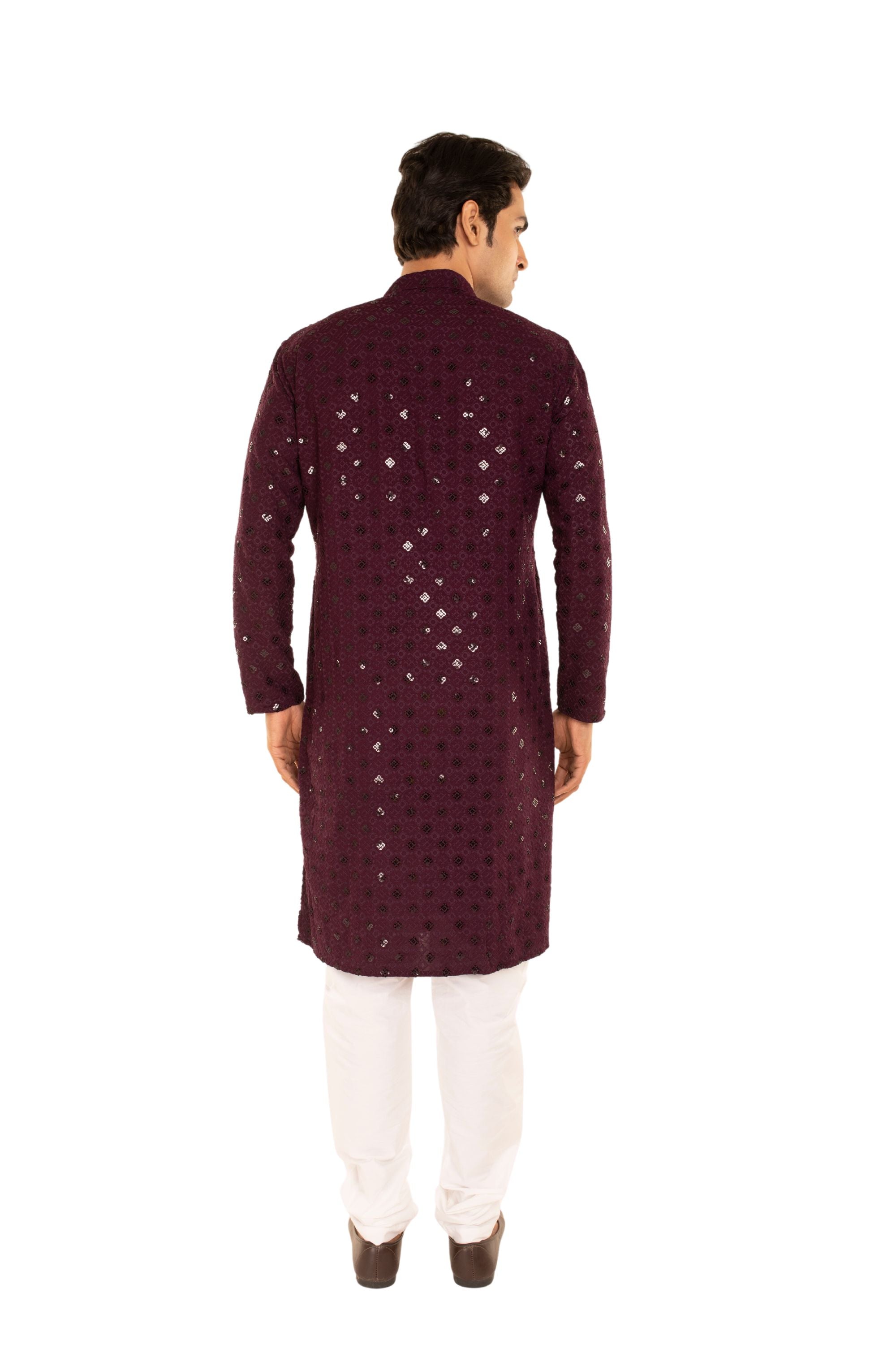 Men Jacquard Pattern Chikankari Kurta